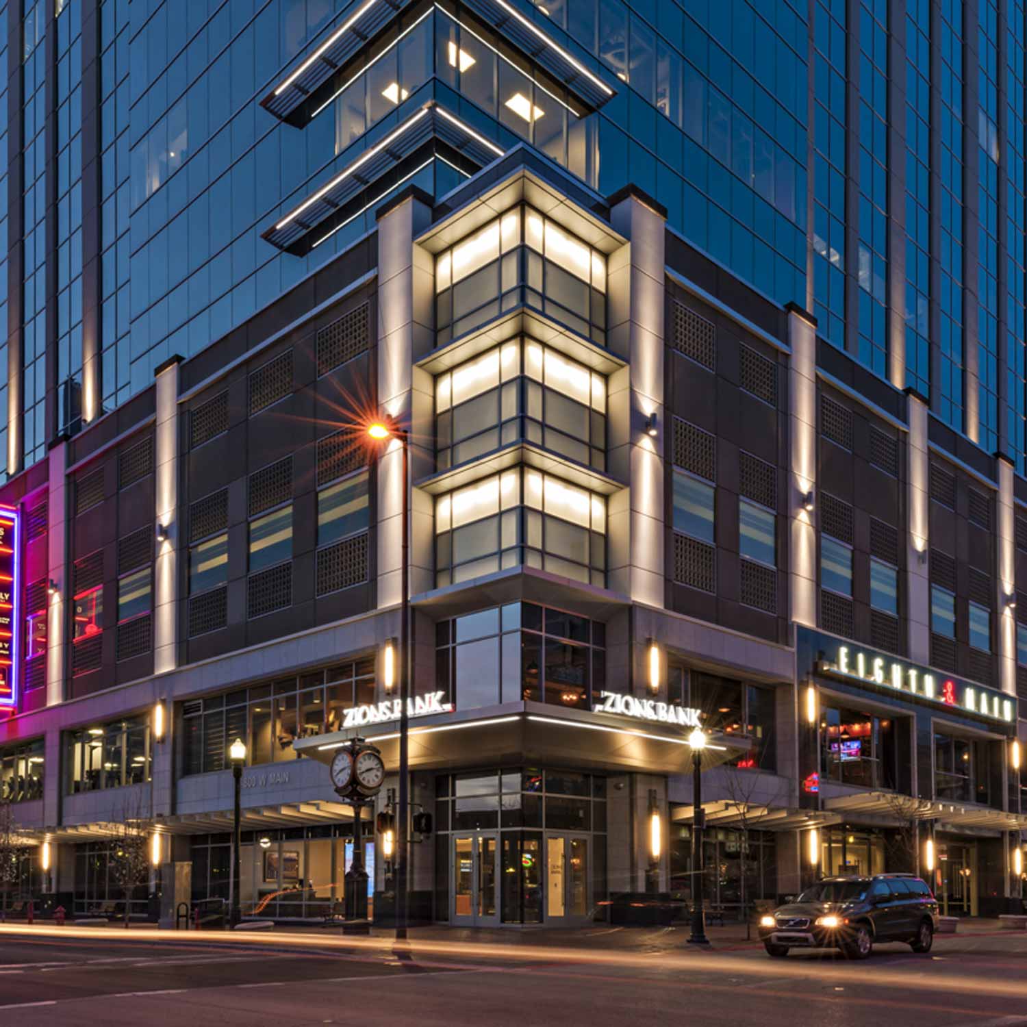 Commercial design for this mid-rise tower, the Eighth & Main Building, in downtown Boise, Idaho
